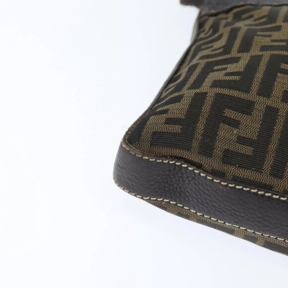 FENDI Zucca Canvas Celeria Shoulder Bag Black Brown Auth 150078 - Picture 5 of 16